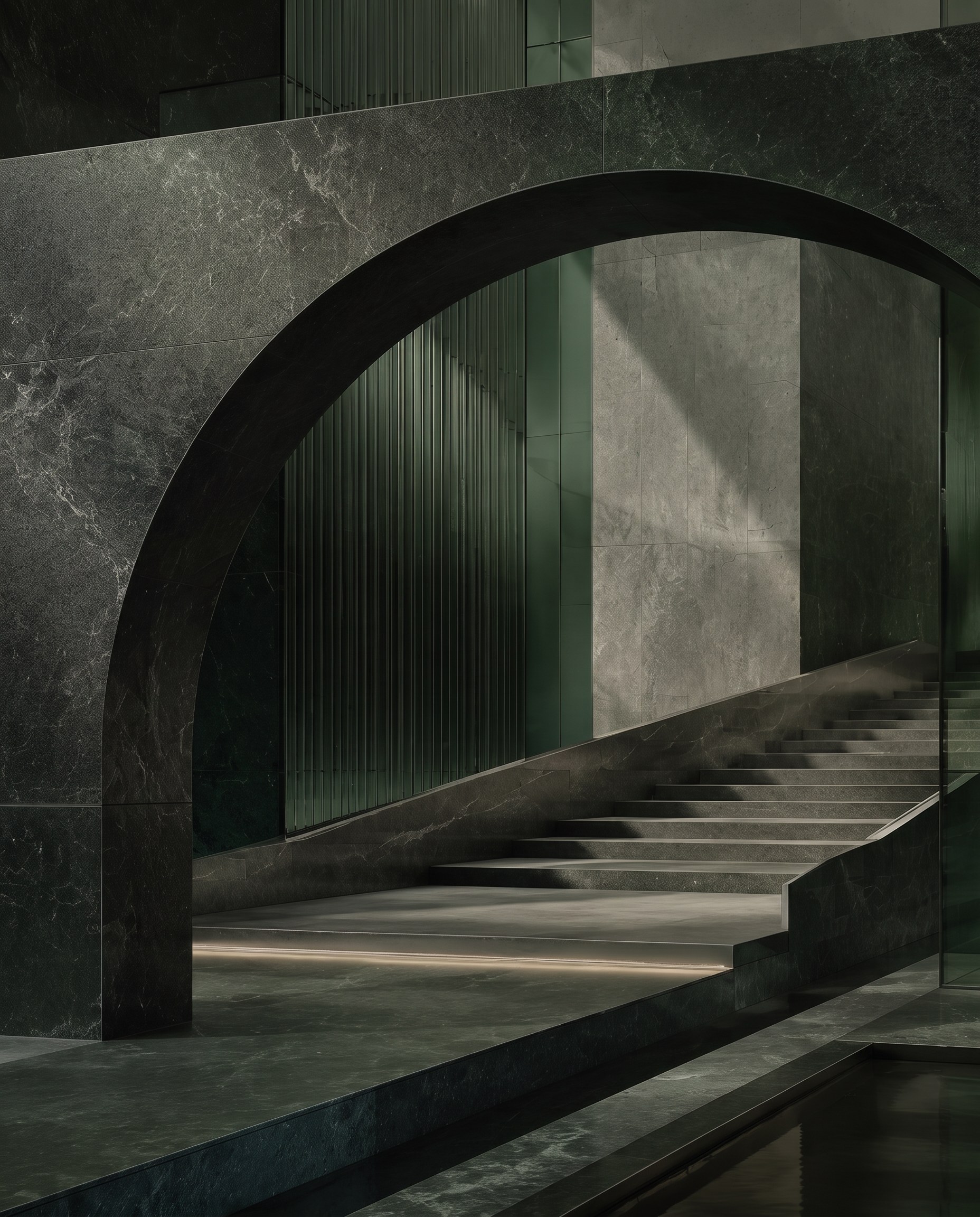 Modern architectural arch and staircase